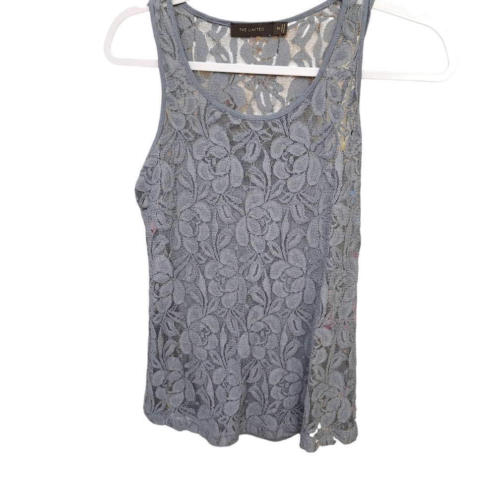 The Limited Y2K blue gray sleeveless lace floral cottagecore lined tank XS - Picture 5 of 9